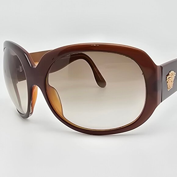 Versace Mod 4052 402/13 Brown Gold Frame Brown Lens Oversized Sunglasses 61mm - Picture 1 of 12